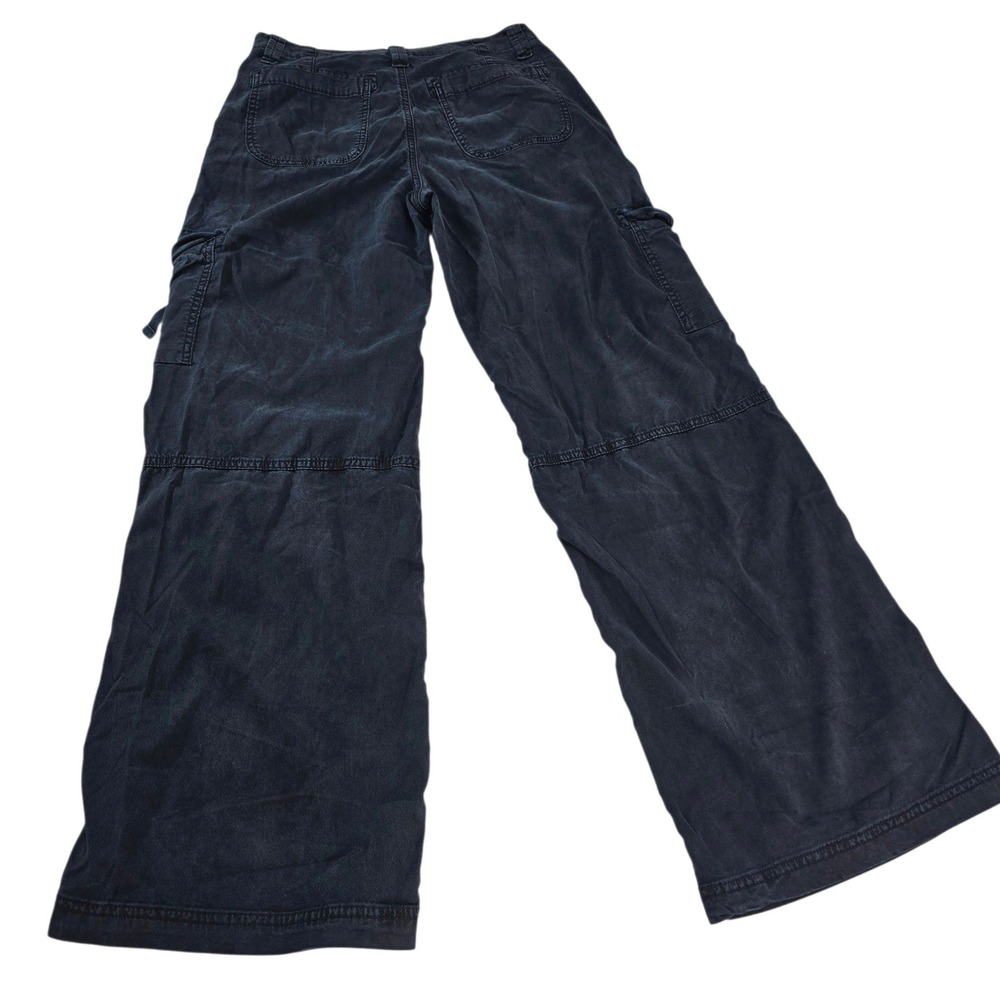 American Eagle Cargo Pants Womens 6 Black Lyocell Stretch Baggy Wide Leg Y2K 90s - Picture 2 of 10